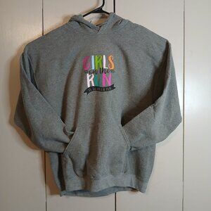 Girl On the Run Gray Large Hoodie Sweatshirt (0336P2)